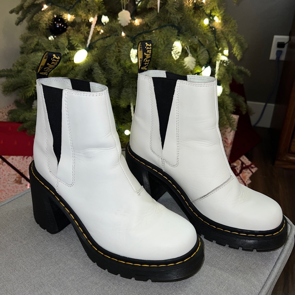 Dr Martens White Leather Spence Boots